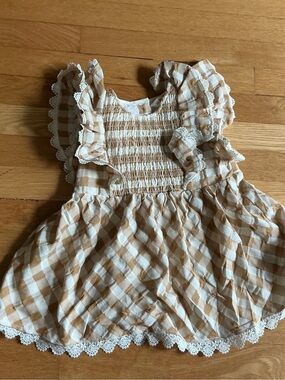 Matilda Jane Cream and Tan Gingham Ruffle Top